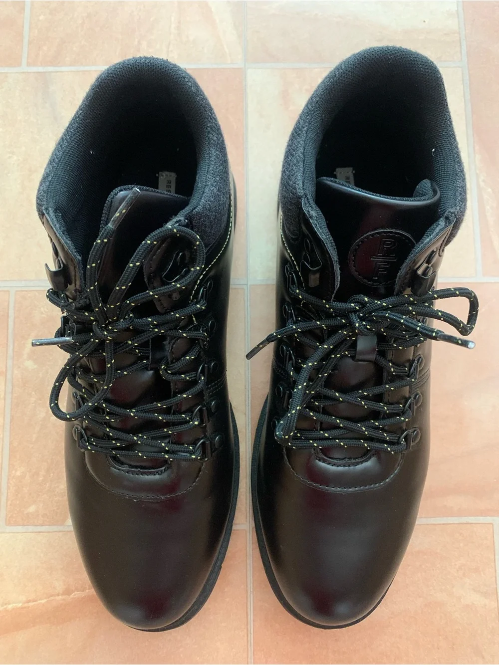 NWT Reserved Footwear Men's Black Smooth Lace-up High-Top Boots